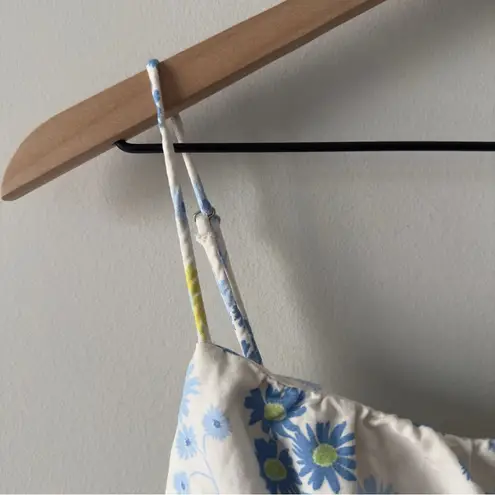 ZARA  Floral Mini Dress Yellow Blue white adjustable spaghetti straps tie sides M