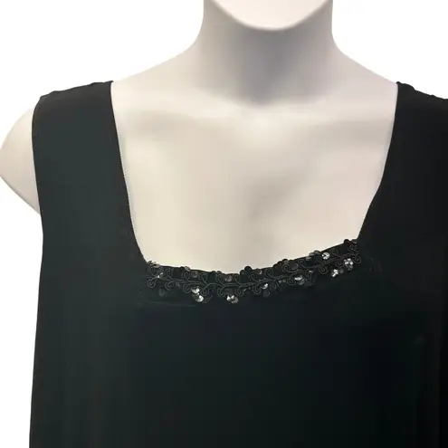 Slinky Brand Embellished Tank Top Black 3X
