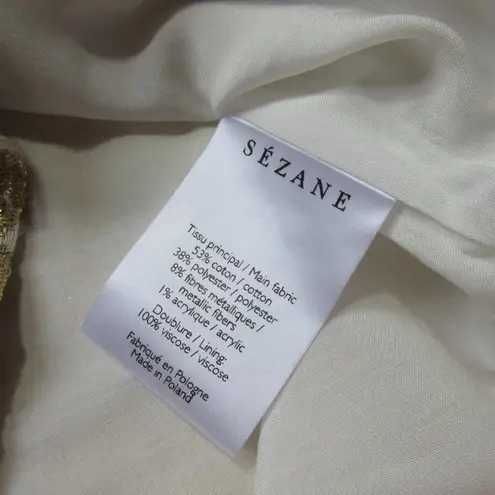 Sézane NWT Sezane Philomena in Ecru Gold Jacquard Bow A-line Mini Shift Dress 36 / US 4