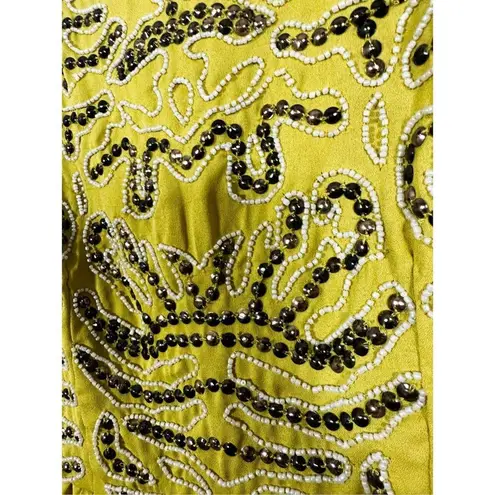 Bar III  Women's Chartreuse Beaded Sleeveless Mini Dress Green Yellow Size Small - Image 4