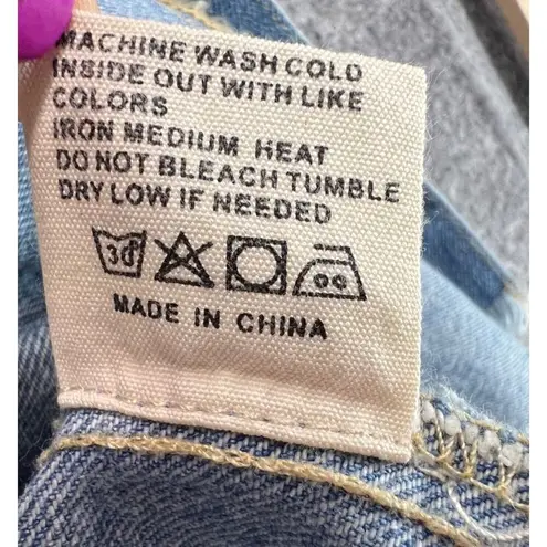 JW Signature Cropped Jean Jacket M Blue Fray Hem STATE Graphic Raw Hem Y2K Style Size M