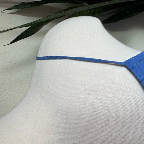 Vintage Y2K My Michelle Blue Glitter Ruched Spaghetti Strap Dress USA L Size L