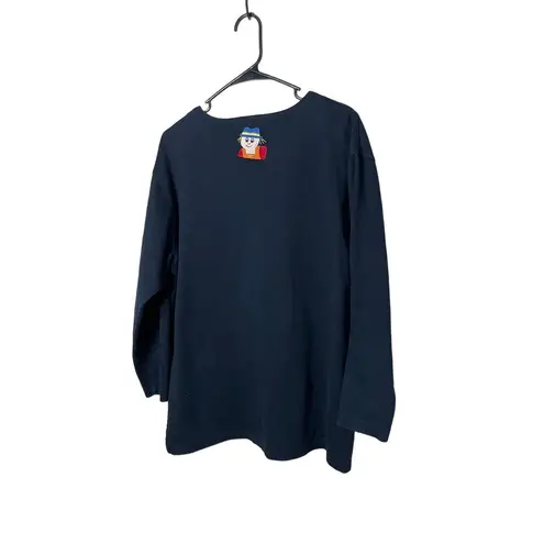 Bechamel Top Size Large Black Long Sleeve Scarecrow Embroidered Fall Harvest