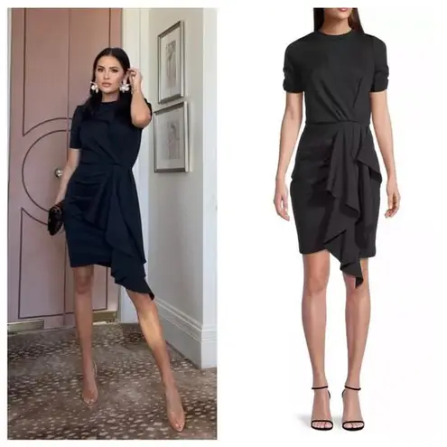 Rachel Parcell Black Draped Interlock Minidress Size Large NWT Cocktail Stretch