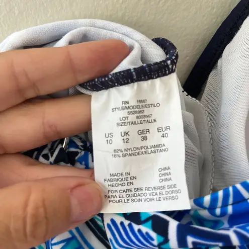 Penbrooke Sz 10 One Piece Swimsuit Tummy Control Ruched Side Bikini Bottom Blue