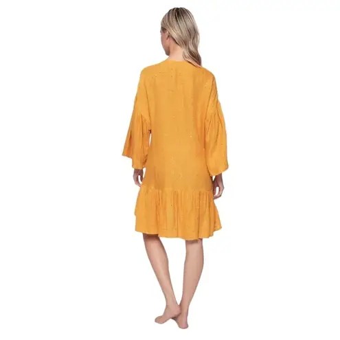 NWT PQ SWIM Haven Angelica Sequined Mini Dress Coverup in Mustard Yellow