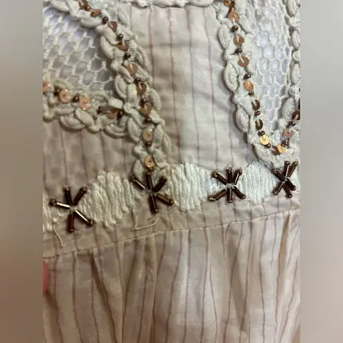 Free People ‎ sequin beaded embellished boho top size S BIN I