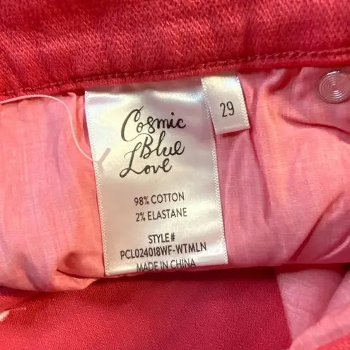 Cosmic Blue Love Watermelon High Rise Distressed Fray Hem 29” NWT Pink