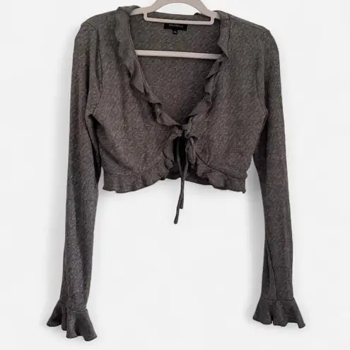Majorelle Revolve Elena Heather Grey Knit Tie Front Cardigan Coquette Ruffle Top