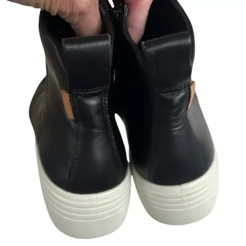 Ecco NWOT  Leather Soft 7 Wedge City Ankle Boots Black Size 6 - 6.5 Retail $180