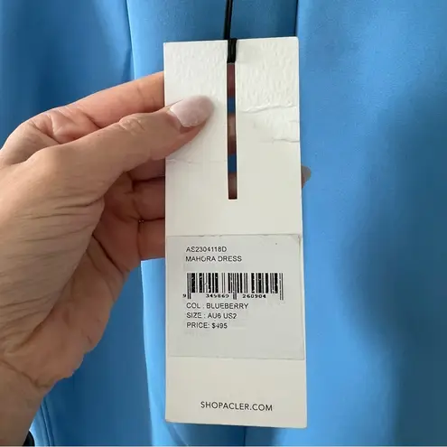 New ACLER Mahora Ruffled Sleeveless Midi Dress in Blue Size 2