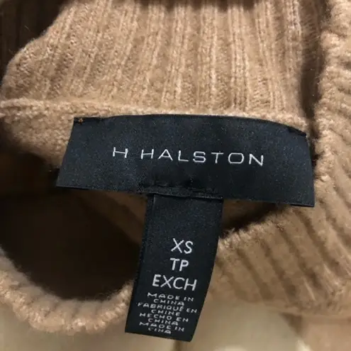 Halston Heritage Tan and Cream Cowl Neck Sweater