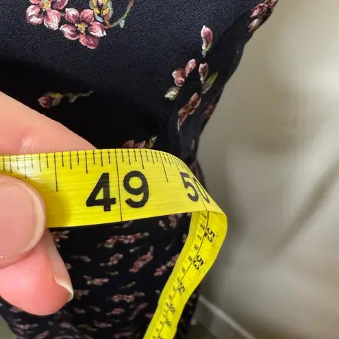 Vintage 90s Long Black Pink Floral Dress Size 11/12 Dark Floral Whimsy Goth