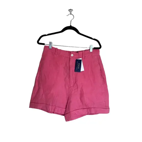 Polo NWT  RALPH LAUREN Coral Pink 100% LINEN BERMUDA Shorts