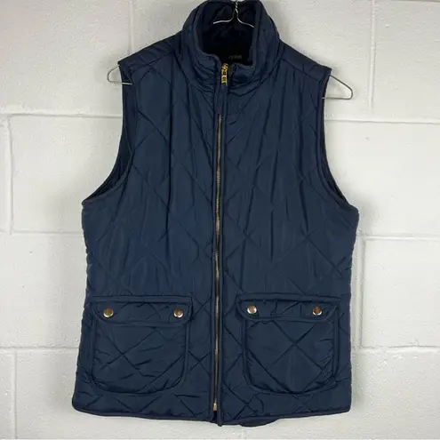 ☀️ Quinn Quilted Navy Vest, Size Medium Blue