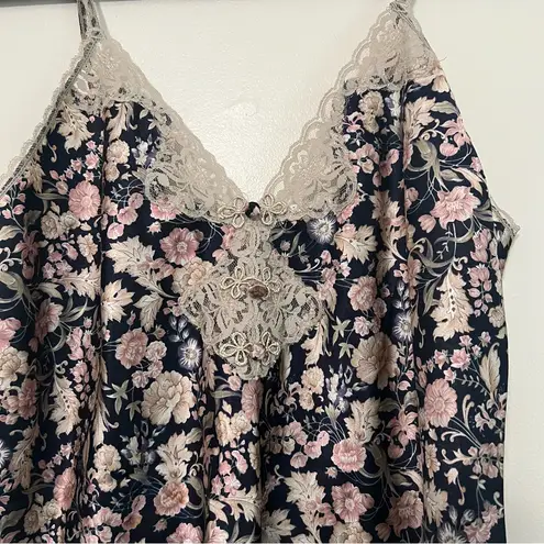 Vintage Val Mode Lingerie Floral Satin & Lace Slip Dress Nightgown Large Pink