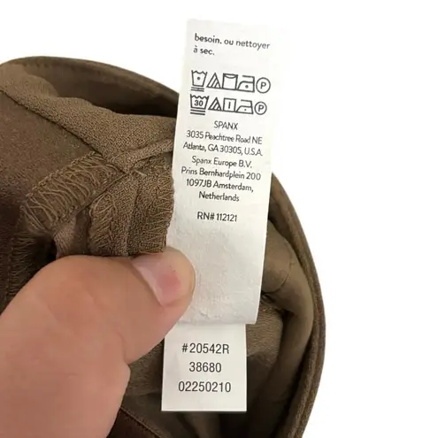 Spanx  Tan Brown Carefree Crepe Pleated Wide Leg Trouser Pants Size XS