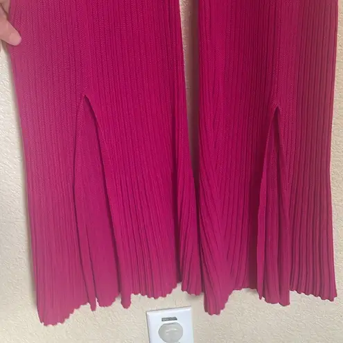 Cult Gaia Dalia Rib Knit Flared Pants Size Medium Pink