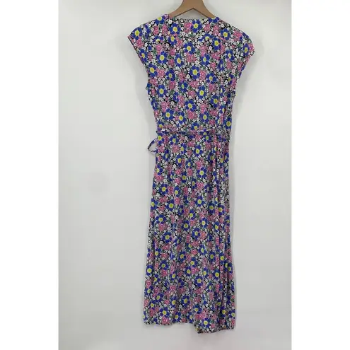 J.Crew  Fabrizia Floral Print Midi Wrap Dress Tie Waist V Neck Surplice Womens S