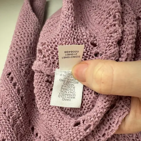 J Jill Crochet Open Weave Pink Pullover Sweater Sz L | Beachy Coastal Grandma Size L