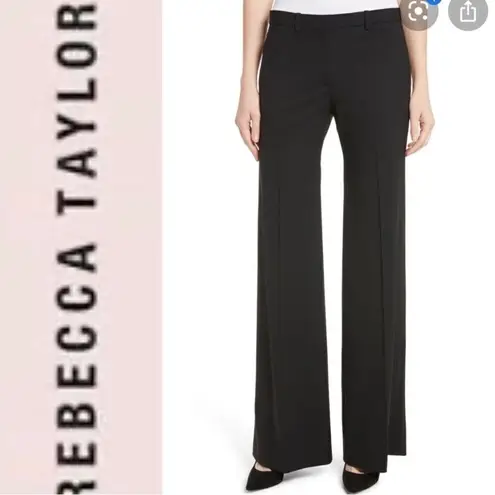 Rebecca Taylor Black Wool Blend Straight Leg Pants