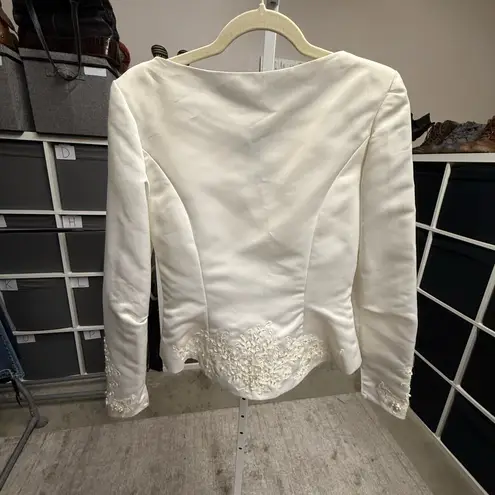 Custom Small/Medium Elegant White Embroidered Women's Western Bridal Crop Jacket