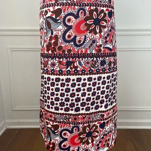 Vintage 70s Goldworm Italy Short Sleeve Mod Boho Print Dress M Brown Size M