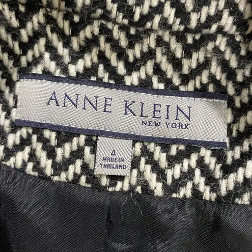 Anne Klein  Herringbone Virgin Wool Open Front Jacket Size 4