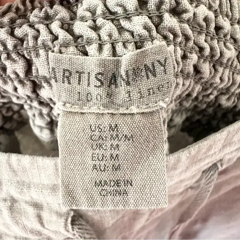 Artisan NY Linen Grey Wide Leg Drawstring Casual Beach Coastal Pants Medium