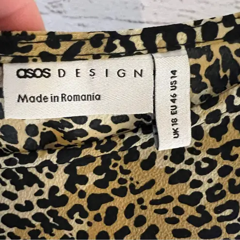 ASOS  Cheetah Long‎ Sleeve Peplum Blouse Flared Sleeves Lightweight Plus Size 14 thumbnail 7