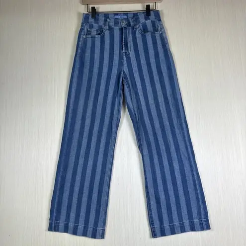 7 For All Mankind  Women's Jeans Sz 26 Blue Denim Striped Cropped High Rise