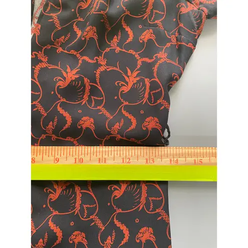 ALC Frank A.L.C. Black Red Paley Silk Midi Dress Zip Front Belted Front Slit Size 4