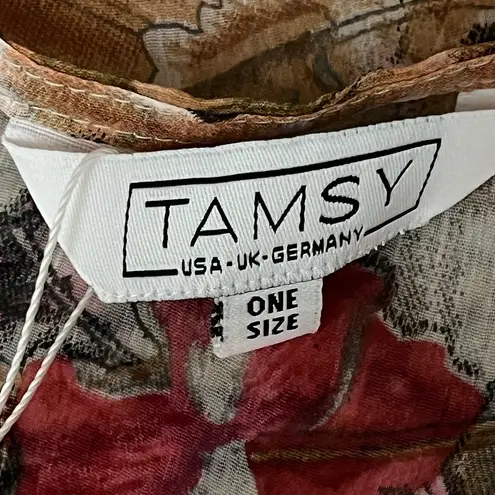 TAMSY Cream Color Flower Print Poly Chiffon Kaftan Women’s Beach Summer Boho O/s Pink Size undefined