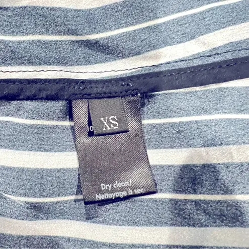 Pacific&Co . Silk Striped Shirt Blouse, Navy Blue White Size XS MSRP $495