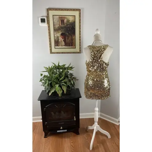 IMAGINARY VOYAGE Tank Top Large Sequin Club Sparkle Bling Party Evening Lined