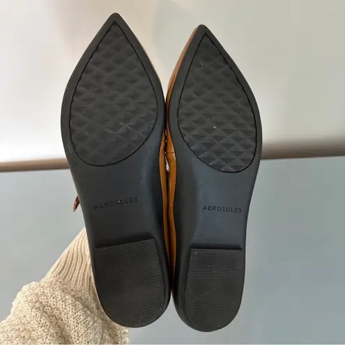 Aerosoles Diva Pointed Toe Mary Jane Flats Tan Brown 9.5 NEW
