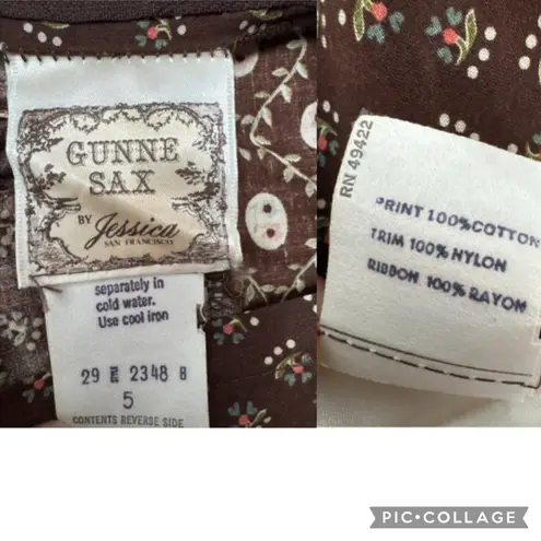 Gunne Sax 70's rare brown pink prairie maxi lace corset sundress cottagecore XS