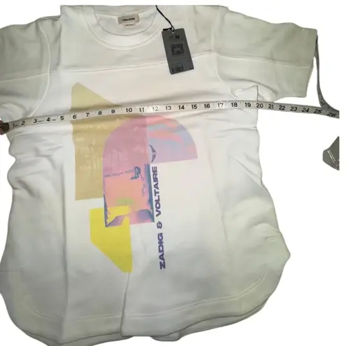 Zadig & Voltaire White Graphic Tee T Shirt Bow Moi Teddy Palmier Print Size M