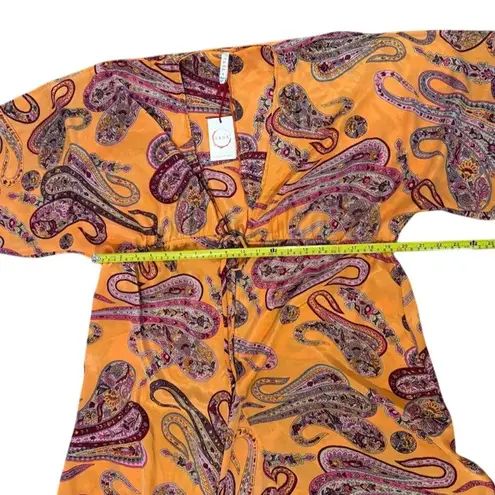 Raga Women's Paisley Swimsuit Cover Small Burnt Orange Boho Long Casual