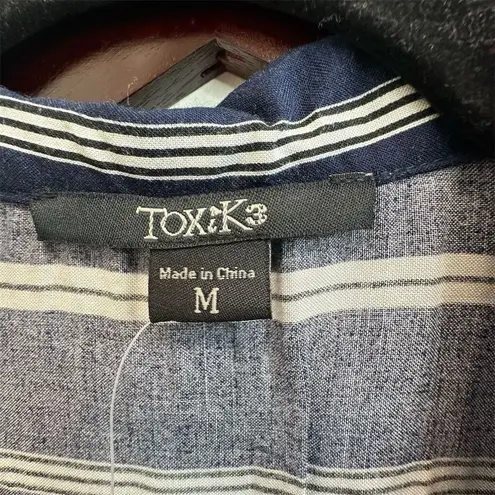 NWOT Toxik3 Women's Striped Jumpsuit Sz M Multicolor Belted Waist Casual V