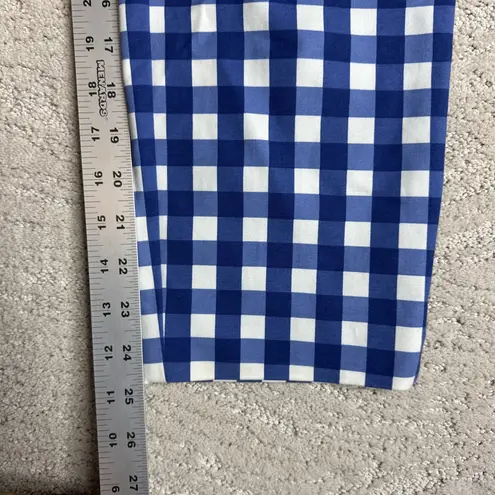 Women's Boden 6L Blue Gingham Check Dress Pant Trouser Straight Leg Cropped Size 6