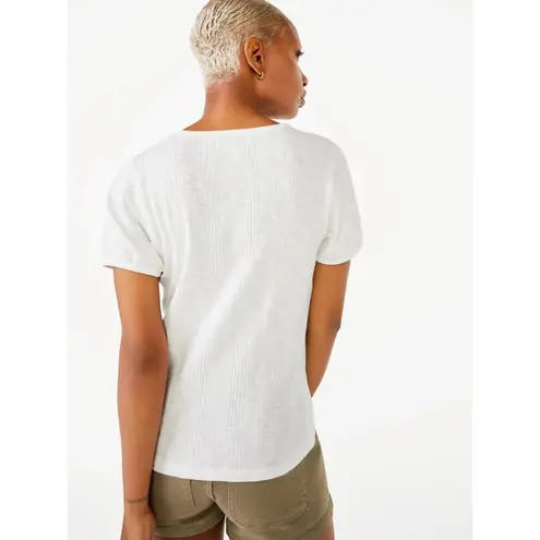 Free Assembly | White Tie Neck Top with Puff Sleeves | Small