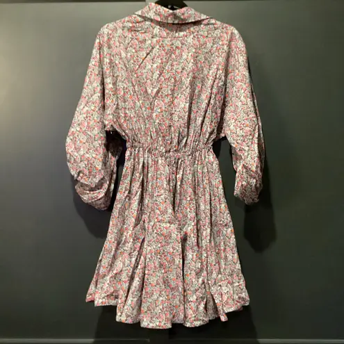 Tish Cox cotton Merry & Me Floral Cinched Waist Fit Flare Mini Dress Red Fall XS