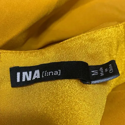 INA Women's Yellow Ruffle Sleeveless Mini Skater A-Line Fit & Flare Dress Size M