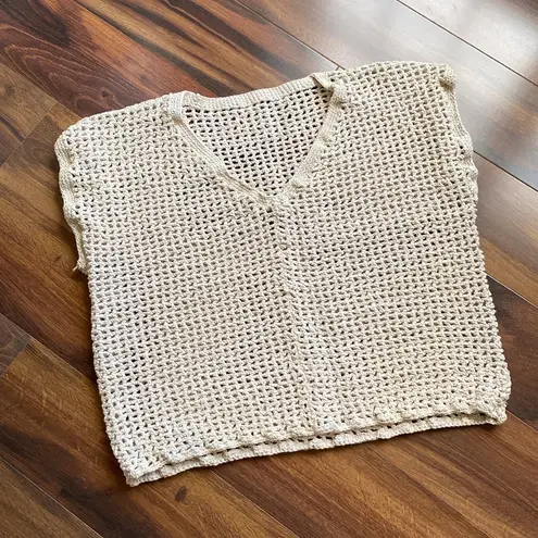 Unique Open Knit Cotton Or Ramie Rope Boxy V