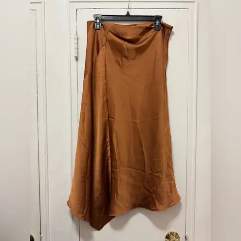 Reiss Aspen Satin Slip Skirt in Cinnamon Brown Size 10