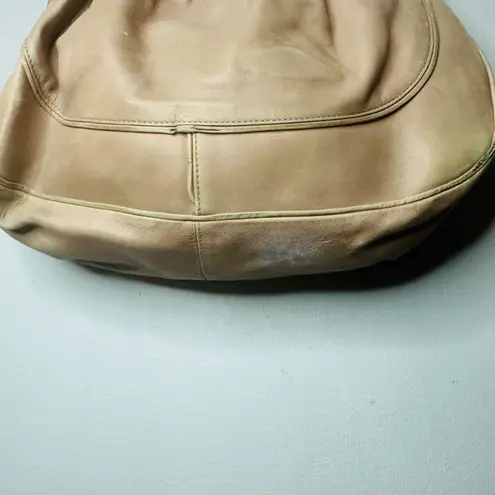 BVLGARI BULGARI Beige Leather Ruched Leather Gold Tone Hardware Hobo Bag