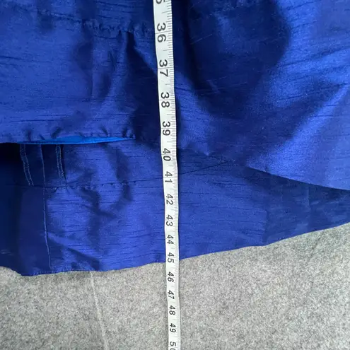 Alfred Sung Dupioni Dress Women 18 Blue Pleated Hi Lo Fit Flare Elegant Timeless