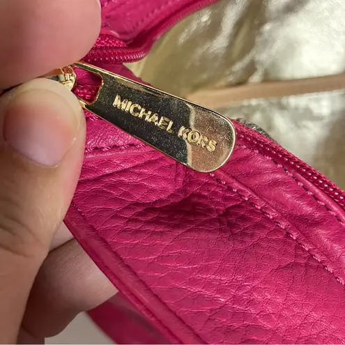 Michael Michael Kors pink & tan leather shoulder bag 15.5” x 10” x 4.25” Barbie