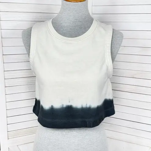 ALLSAINTS Lila Ombre Cropped Sleeveless Sweatshirt Top Cream Black Small